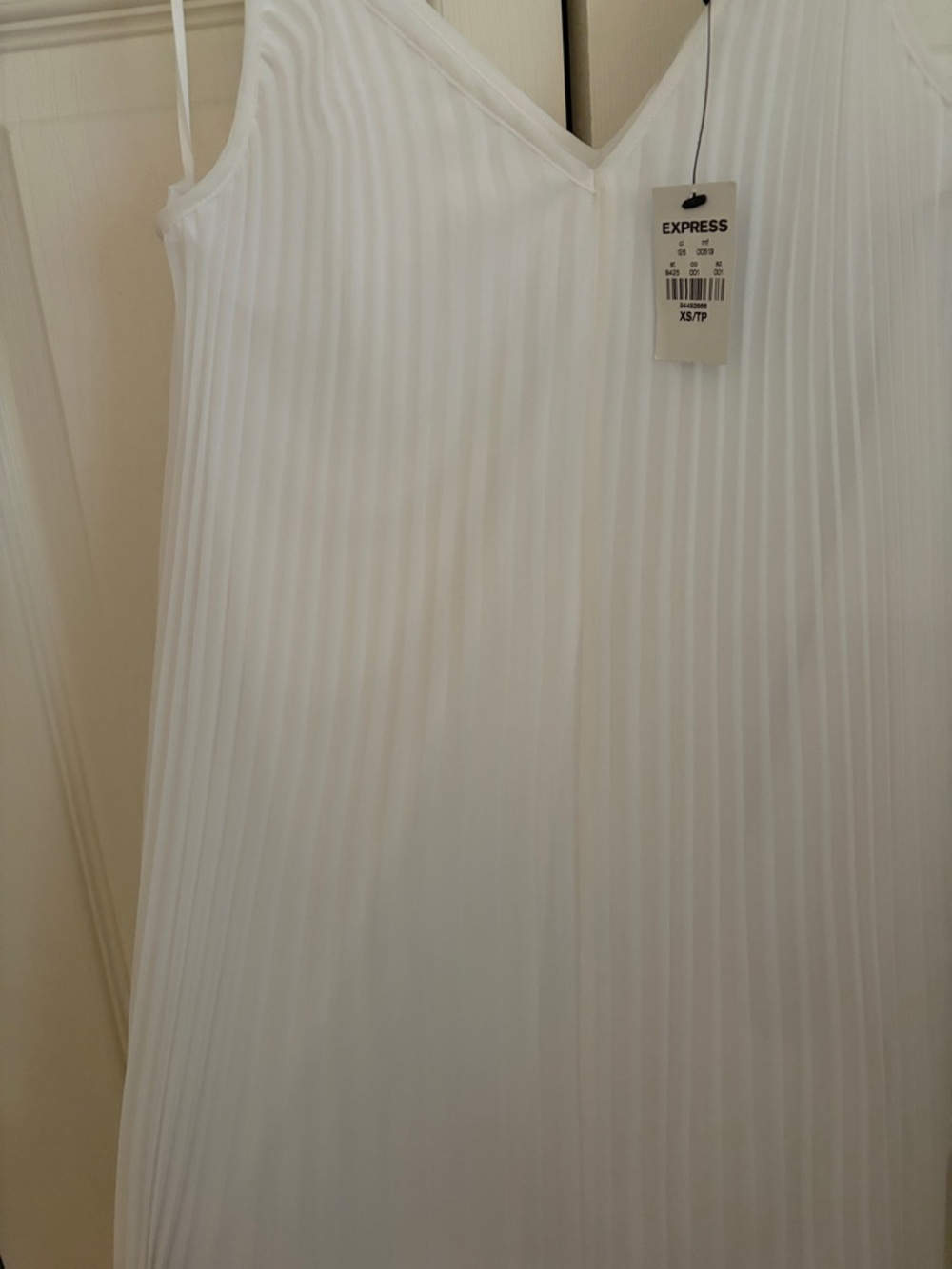 Express White Pleated V-Neck Slip Dress - Picture 5 of 5
